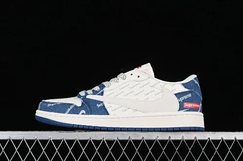 All categories Air Jordan Jordan series basketball shoes Air Jordan 1 Low high-end custom low-top sneakers Travis Scott x Fragment Design x Jordan Air Jordan 1 Low OG SP AJ1 Joe 1 LV letter blue jeans low-top cultural casual sneakers LJ5188-001
